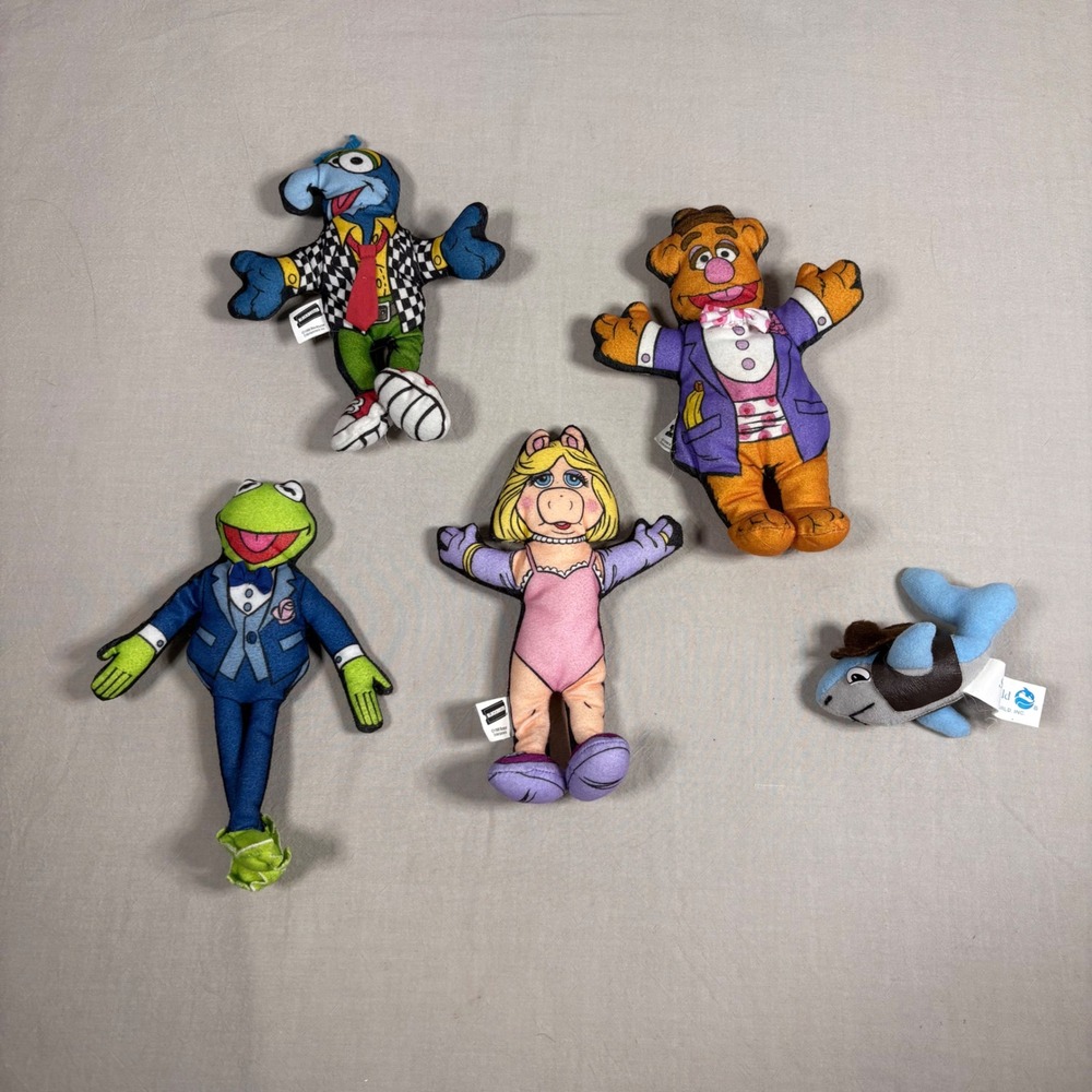 Vintage 1998 Blockbuster Muppets Plush Set Kermit Piggy Gonzo Fozzie 5pc Lot